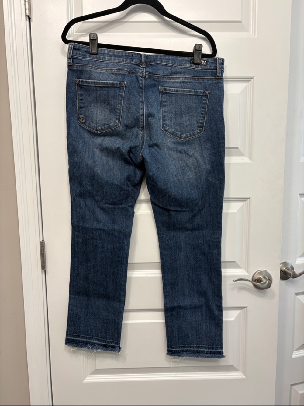 Kut from the Kloth Reese Ankle Dark Blue Distressed Straight Leg Jeans - Picture 6 of 7